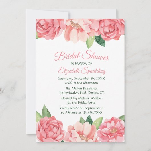 Brautparty Roses Roses Blume Einladung (Vorderseite)