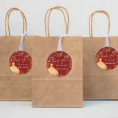 Brautparty Rot Gold Kleid Danke Runder Aufkleber