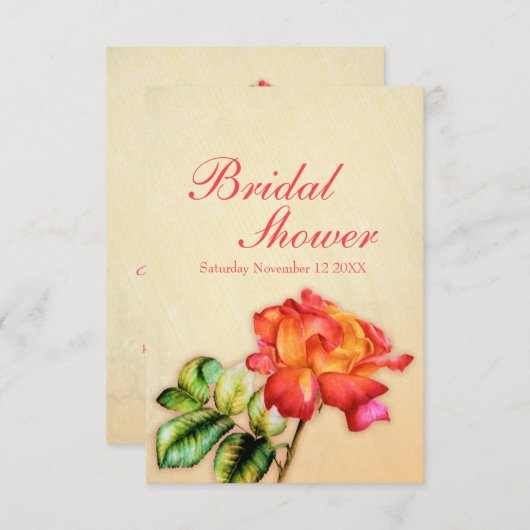 Brautparty Rot-Orange-Tee-Rose laden ein Einladung (Vorne/Hinten)