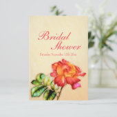 Brautparty Rot-Orange-Tee-Rose laden ein Einladung (Stehend Vorderseite)