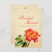 Brautparty Rot-Orange-Tee-Rose laden ein Einladung (Vorne/Hinten)