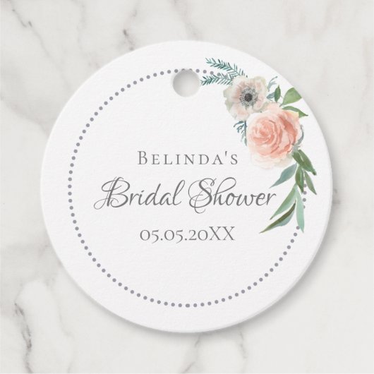 Brautparty rot Rosa Flora vielen Dank Geschenkanhänger (Vorderseite)