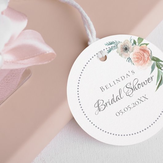 Brautparty rot Rosa Flora vielen Dank Geschenkanhänger