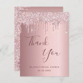 Brautparty rot Rosa Glitzer vielen Dank Postkarte (Vorne/Hinten)