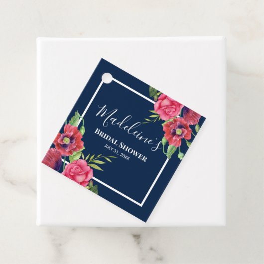 Brautparty Rot und Rosa Blume Dunkle Marine Geschenkanhänger (Beispiel)
