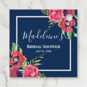 Brautparty Rot und Rosa Blume Dunkle Marine Geschenkanhänger (Rückseite)