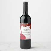 Brautparty Rot-Weiß-Kleid Blume Weinetikett (Vorderseite)