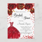 Brautparty Rot-Weiß-Kleid Rose Blume Einladungspostkarte (Vorderseite)