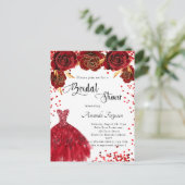 Brautparty Rot-Weiß-Kleid Rose Blume Einladungspostkarte (Stehend Vorderseite)