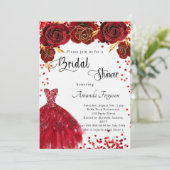 Brautparty Rot-Weiß-Kleidung Rose Blume Luxus Einladung (Stehend Vorderseite)