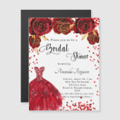 Brautparty Rot-Weiß-Kleidung Rose Blume Luxus Magneteinladung (Vorne/Hinten)