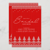 Brautparty | Roter Strick Weihnachtsbaum Sweater Einladung (Vorne/Hinten)