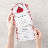 Brautparty Rotes Kleid Weiß UAWG All In One Einladung (Abreißen)