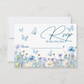 Brautparty-RSVP-Karte mit blauer Wildblumen RSVP Karte (Vorderseite)