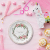 Brautparty Rustic Boho Wreath Rose Zweigstelle Lea Pappteller (Party)