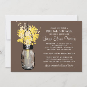 Brautparty Rustic Mason Jar Wildblumen Einladung