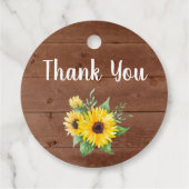Brautparty Rustic Sonnenblumen Holz Danke Favo Geschenkanhänger (Rückseite)