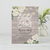 Brautparty Rustic Wood Hydrangea Blume Lights Einladung (Stehend Vorderseite)