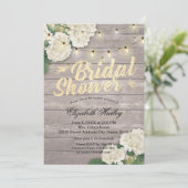 Brautparty Rustic Wood Hydrangea Blume Lights Einladung (Stehend Vorderseite)