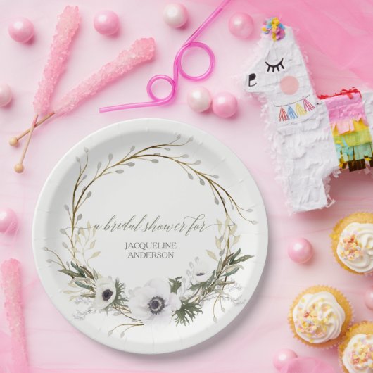 Brautparty Rustic Wreath Anemone Twig Wreath Pappteller (Party)