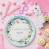 Brautparty Rustic Wreath Blue White Roses Pappteller (Party)