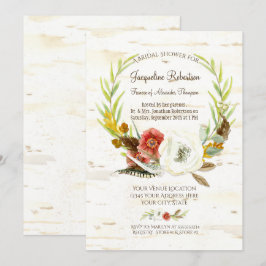 Brautparty Rustic Wreath Boho Feather Birch Einladung