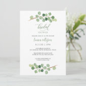 Brautparty - Rustikale Eukalyptus Grüne Einladung (Stehend Vorderseite)