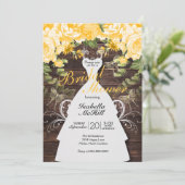 Brautparty - rustikale, gelbe botanische Blume Einladung (Stehend Vorderseite)