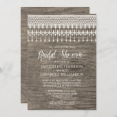 Brautparty Rustikale Holzzaun Spitzen Typografie Einladung (Vorne/Hinten)