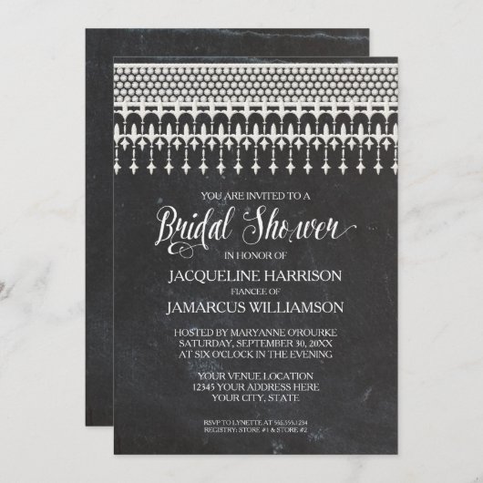 Brautparty Rustikale Khalkboard Spitzentechnologie Einladung (Vorne/Hinten)