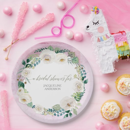 Brautparty Rustikale Kleider Lavendel Weiße Rosen Pappteller (Party)