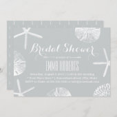 Brautparty Rustikale Silver Beach Seashells Einladung (Vorne/Hinten)