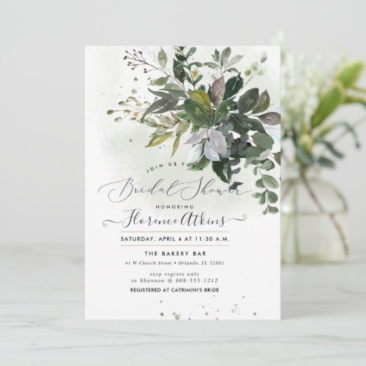 Brautparty Rustikaler Blauer Gum Eukalyptus Einladung (Stehend Vorderseite)