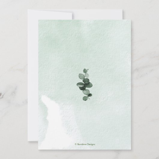 Brautparty Rustikaler Blauer Gum Eukalyptus Einladung (Rückseite)