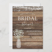 Brautparty Rustikales Gipskraut String Lights I Einladung (Vorderseite)