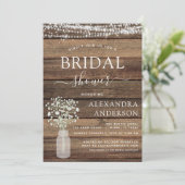 Brautparty Rustikales Gipskraut String Lights I Einladung (Stehend Vorderseite)