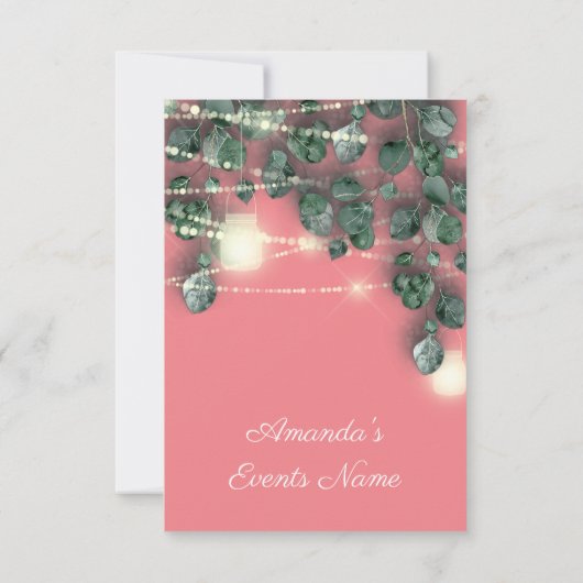 Brautparty Rustikales Holz Gold Korallenleuchten Einladung (Rückseite)