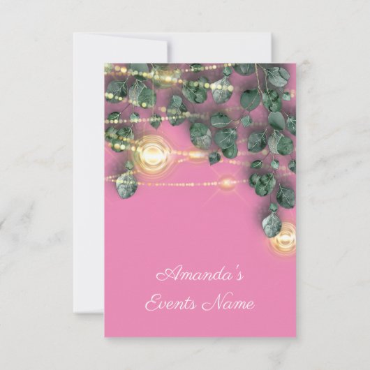 Brautparty Rustikales Holz Gold Pink Jars Light Einladung (Rückseite)