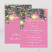 Brautparty Rustikales Holz Gold Pink Jars Light Einladung (Vorne/Hinten)