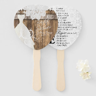 Brautparty Rustikales Holz- und Spitzendesign Fächer