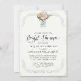 Brautparty Rustische Blume Mason Jar Typografie Einladung