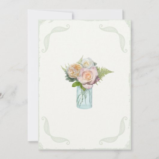 Brautparty Rustische Blume Mason Jar Typografie Einladung (Rückseite)