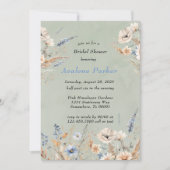 Brautparty "Sage and Dusty Blue Wildblumen" Einladung (Vorderseite)