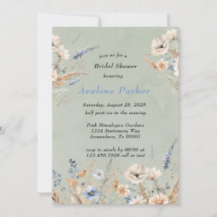 Brautparty "Sage and Dusty Blue Wildblumen" Einladung