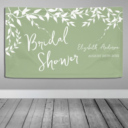 Brautparty "Sage Green Botanical Blätter" Banner