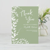Brautparty "Sage Green Botanical Blätter" Dankeskarte (Stehend Vorderseite)