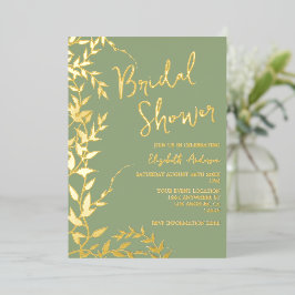 Brautparty "Sage Green Botanical Blätter" Folieneinladung