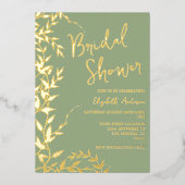 Brautparty "Sage Green Botanical Blätter" Folieneinladung (Vorderseite)