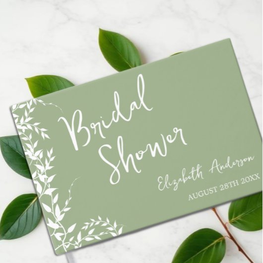 Brautparty "Sage Green Botanical Blätter" Gästebuch