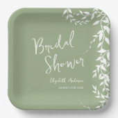Brautparty "Sage Green Botanical Blätter" Pappteller (Vorderseite)